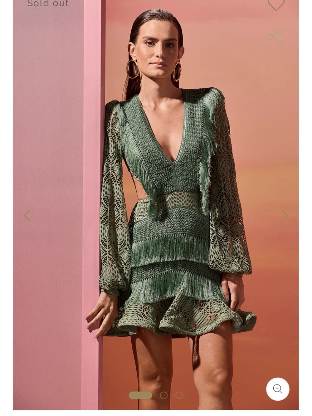 Patbo: NWT Samba Fringed Mini Dress in Light Green